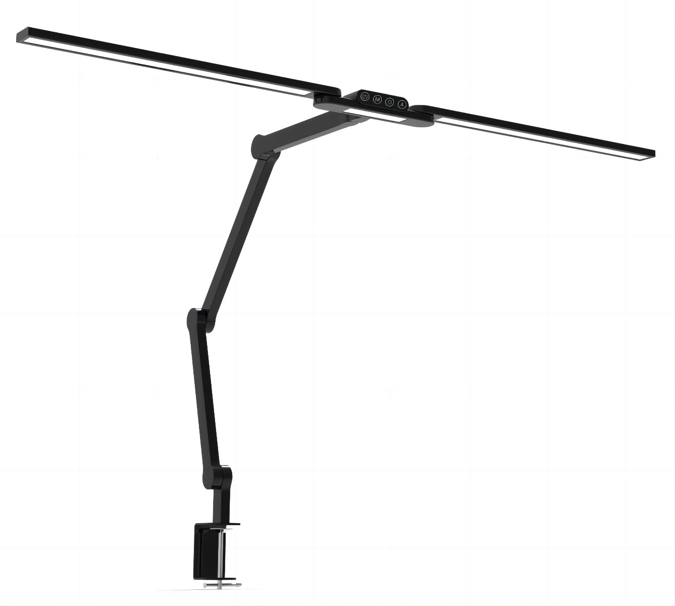 LED skrivebordslampe med svingarm monteret på bordkanten