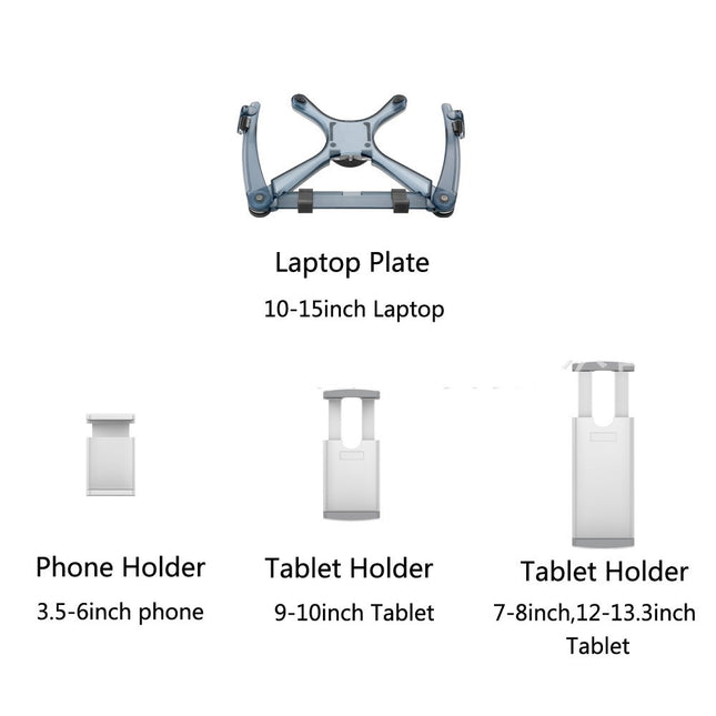 WERGON - Milo - Laptop / iPhone / tablet - Justerbar Design -  Alu holder H:31-95cm - Sølv