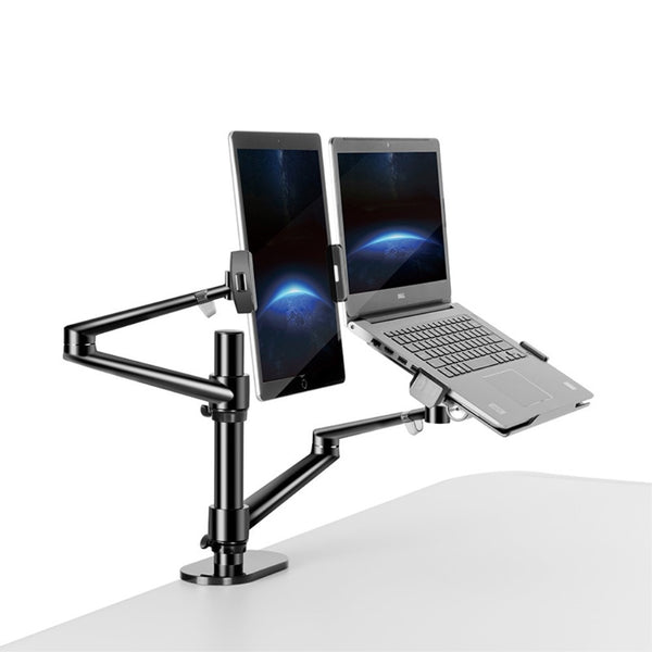 WERGON - Konrad - Justerbar Dual holder - Til en Laptop 11-17" + en Monitor skærm Max 27"  - Sort