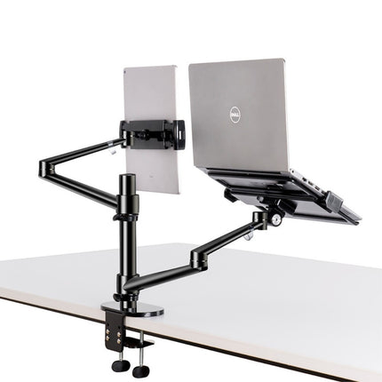 WERGON - Konrad - Justerbar Dual holder - Til en Laptop 11-17" + en Monitor skærm Max 27"  - Sort