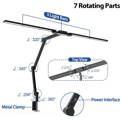Skrivebordslampe - LED - Tranformerbar med svingarm og holder - 1600 Lumen - Sort- Juster den som du vil