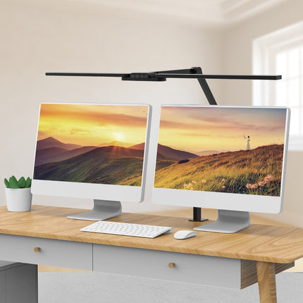 Skrivebordslampe - LED - Tranformerbar med svingarm og holder - 1600 Lumen - Sort- Perfekt til det store kontorbord