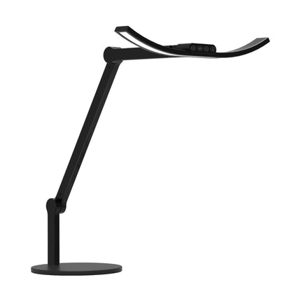 Kurvet Skrivebordslampe - Med svingarm og base - 1600 Lumen - Sort (mindre version) Alene med hvid baggrund