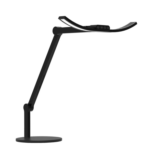 Kurvet Skrivebordslampe - Med svingarm og base - 1600 Lumen - Sort (mindre version)