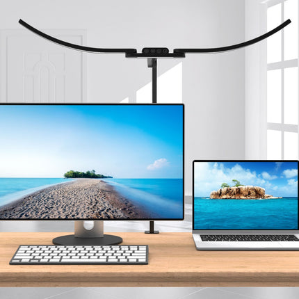 Transformbar Skrivebordslampe - Med svingarm og holder - 1600 Lumen - Sort - PLUS- Kan hænge bag dit bord