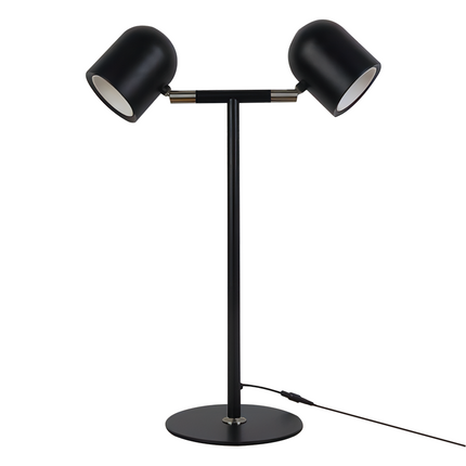 Minimalistisk Skrivebordslampe - Med Base & To lamper - Sort- Hvid baggrund 