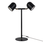 Minimalistisk Skrivebordslampe - Med Base & To lamper - Sort- Hvid baggrund 