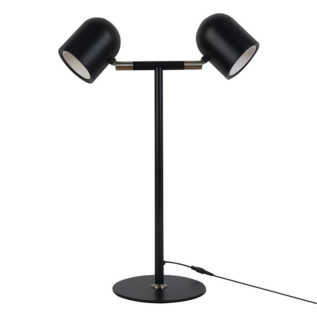 Minimalistisk Skrivebordslampe - Med Base & To lamper - Sort- Hvid baggrund 