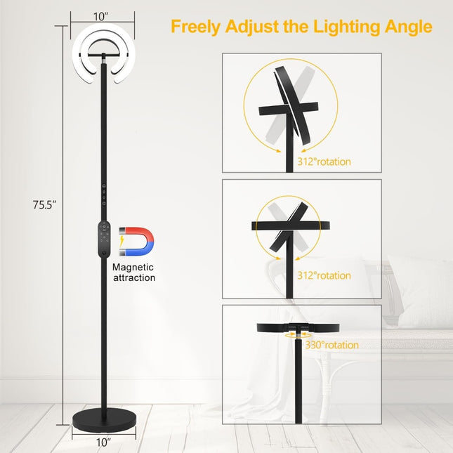 LED Gulvlampe - Transformbar med fjernbetjening - Kontor/hjem - 2000 Lumen - Sort