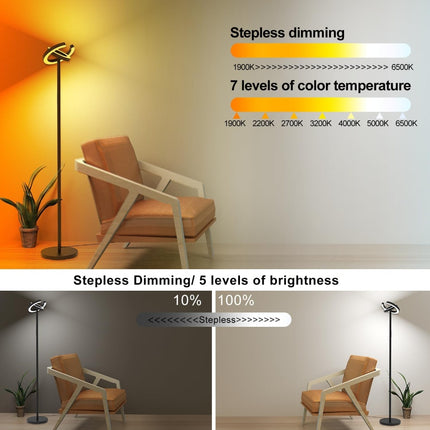 LED Gulvlampe - Transformbar med fjernbetjening - Kontor/hjem - 2000 Lumen - Sort