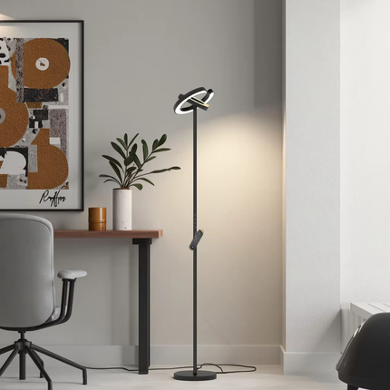LED Gulvlampe - Transformbar med fjernbetjening - Kontor/hjem - 2000 Lumen - Sort