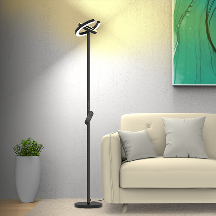 LED Gulvlampe - Transformbar med fjernbetjening - Kontor/hjem - 2000 Lumen - Sort
