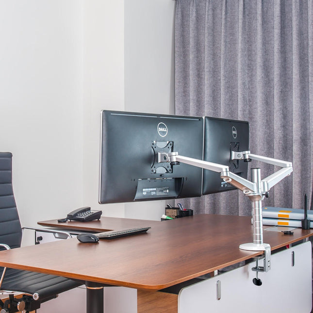 WERGON - Esme - Justerbar Dual LCD / Monitor skærm holder/arm - til 2 skærme Max 32" - Sort