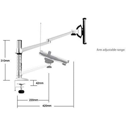 WERGON - Jotun - Justerbar Dual holder - Til en Laptop/tablet 11-17" + en Monitor skærm Max 32" - Sølv