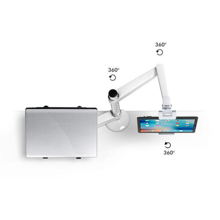 WERGON - Jotun - Justerbar Dual holder - Til en Laptop/tablet 11-17" + en Monitor skærm Max 32" - Sølv