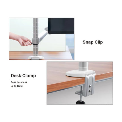 WERGON - Jotun - Justerbar Dual holder - Til en Laptop/tablet 11-17" + en Monitor skærm Max 32" - Sølv