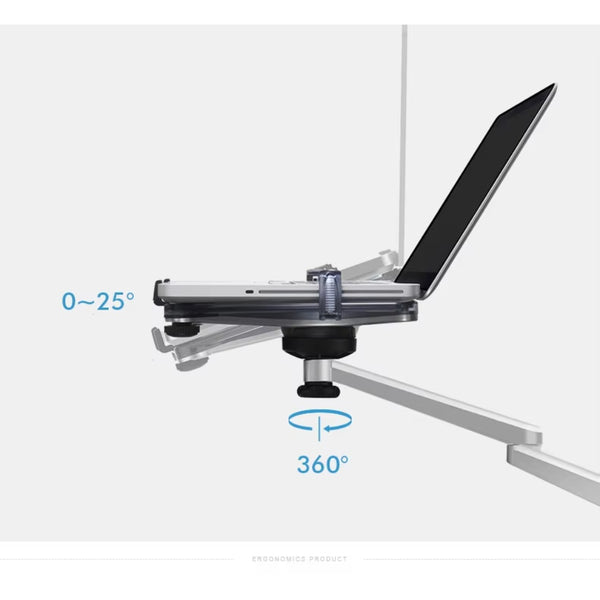 WERGON - Jotun - Justerbar Dual holder - Til en Laptop/tablet 11-17" + en Monitor skærm Max 32" - Sølv