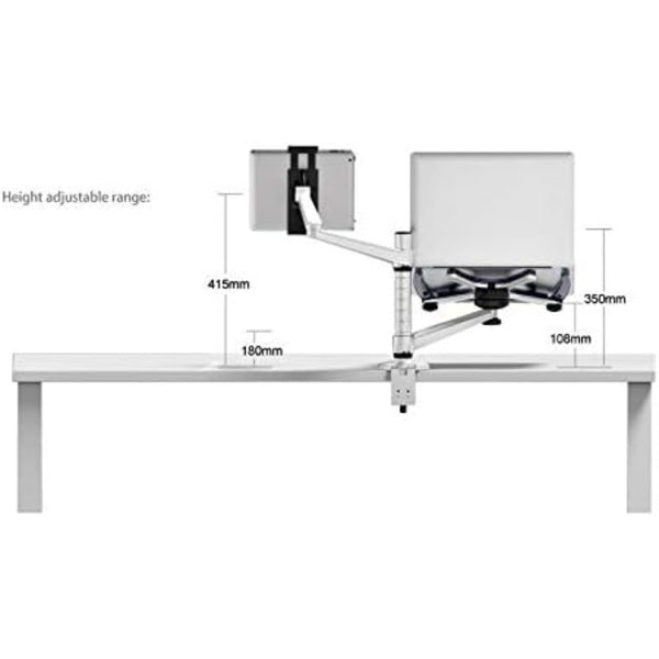 WERGON - Jotun - Justerbar Dual holder - Til en Laptop/tablet 11-17" + en Monitor skærm Max 32" - Sølv