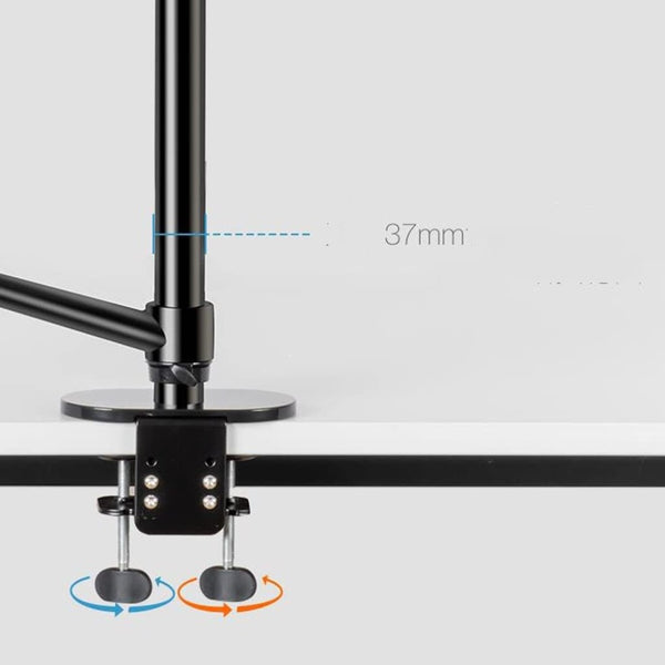 WERGON - Astra - Justerbar 5-i-1 holder med LED ringlys - Til Laptop/tablet/smartphone 4-17" + en Monitor skærm Max 32" - Sølv