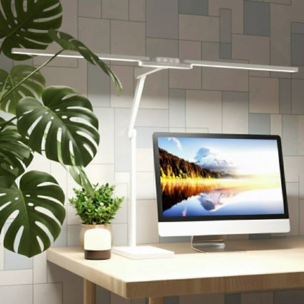 Transformbar Skrivebordslampe - Med svingarm og Square Base - 1600 Lumen - Hvid