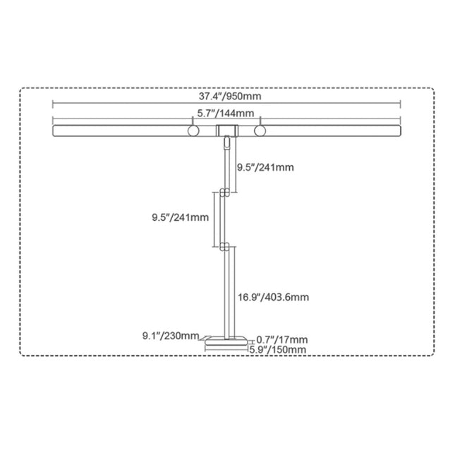 Transformbar Skrivebordslampe - Med svingarm og Square Base - 1600 Lumen - Sort