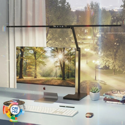 Transformbar Skrivebordslampe - Med svingarm og Square Base - 1600 Lumen - Sort
