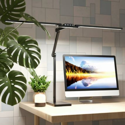 Transformbar Skrivebordslampe - Med svingarm og Square Base - 1600 Lumen - Sort