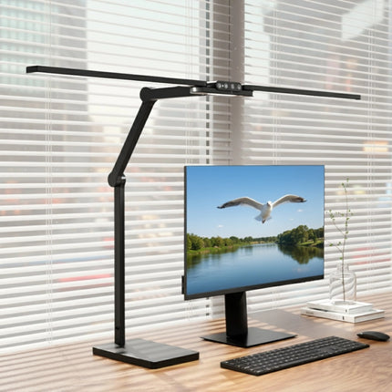 Transformbar Skrivebordslampe - Med svingarm og Square Base - 1600 Lumen - Sort
