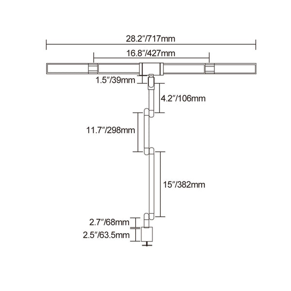 Skrivebordslampe - LED - Tranformerbar med svingarm - 1600 Lumen - Sort