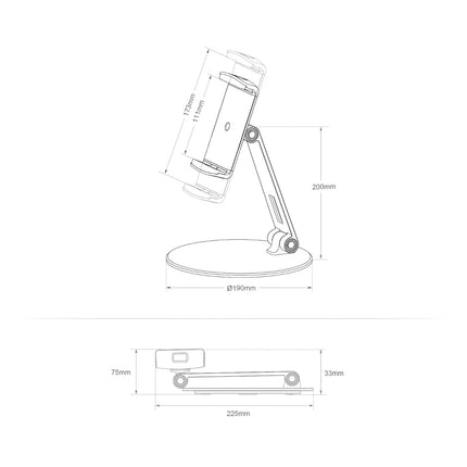 WERGON - Niels - iPhone / Smartphone / Tablet - Aluminium Fleksibel Desktop Design holder 7-12,9" - Sølv
