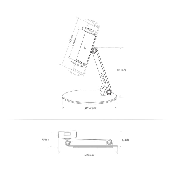 WERGON - Niels - iPhone / Smartphone / Tablet - Aluminium Fleksibel Desktop Design holder 7-12,9" - Sølv