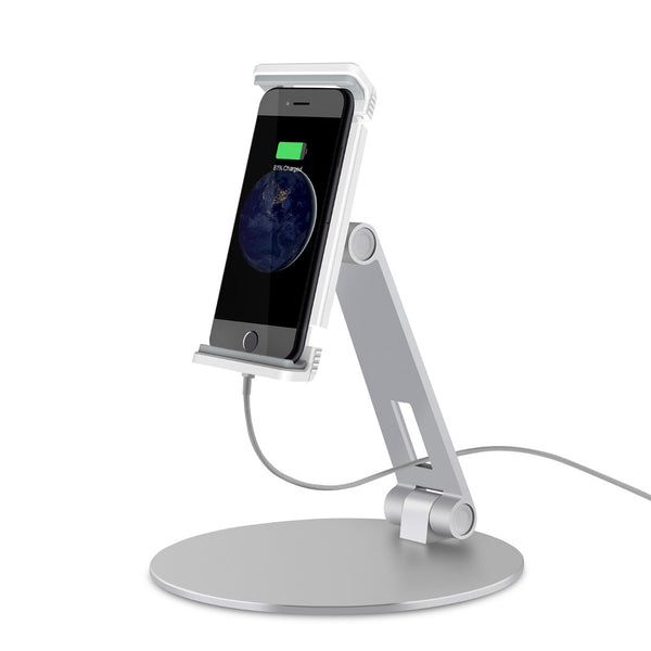 WERGON - Isaac - iPhone / Smartphone / Tablet - Aluminium Fleksibel Desktop Design holder 7-12,9" - Sølv