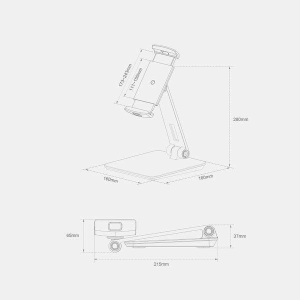 WERGON - Liva - iPhone / Smartphone / Tablet - Aluminium Fleksibel Desktop Design holder 7-13" - Mørkegrå