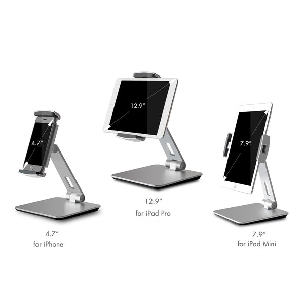 WERGON - Liva - iPhone / Smartphone / Tablet - Aluminium Fleksibel Desktop Design holder 7-13" - Silver