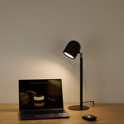 Sort Klassisk & Minimalistisk Skrivebordslampe - Med Base Lyser ned på pc
