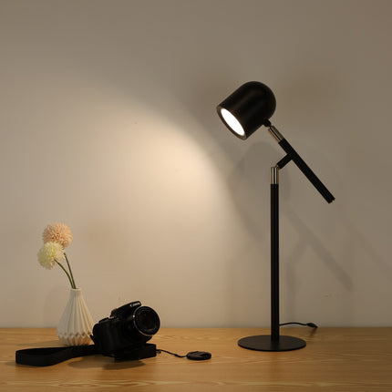 Sort Klassisk & Minimalistisk Skrivebordslampe - Med Base & Transformbar arm- drejet lidt op