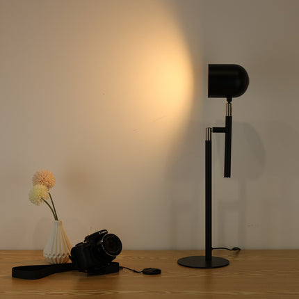 Sort Klassisk & Minimalistisk Skrivebordslampe - Med Base & Transformbar arm- helt strakt