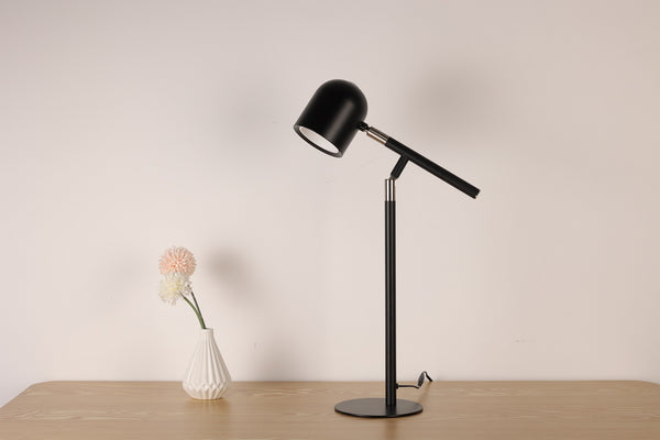 Klassisk & Minimalistisk Skrivebordslampe - Med Base & Transformbar arm - Sort