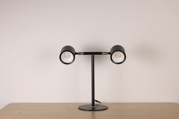 Minimalistisk Skrivebordslampe - Med Base & To lamper - Sort