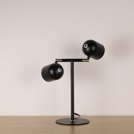 Minimalistisk Skrivebordslampe - Med Base & To lamper - Sort- I dagslys peger væk 