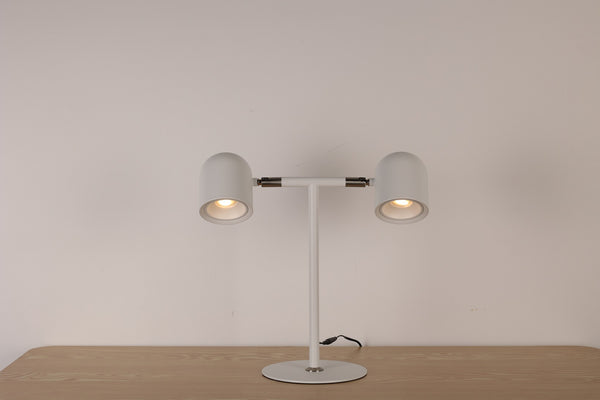 Minimalistisk Skrivebordslampe - Med Base & To lamper - Hvid