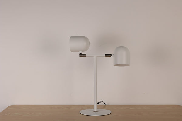 Minimalistisk Skrivebordslampe - Med Base & To lamper - Hvid