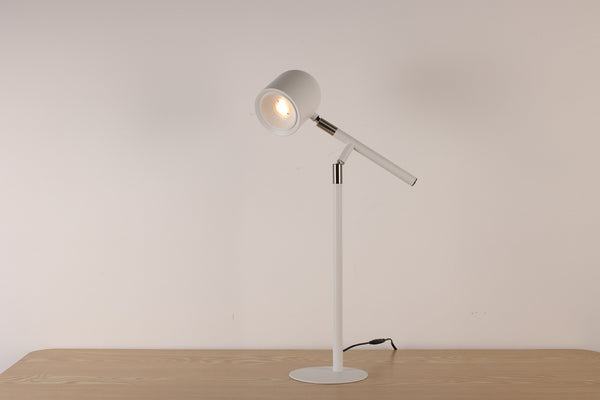 Klassisk & Minimalistisk Skrivebordslampe - Med Base & Transformbar arm - Hvid