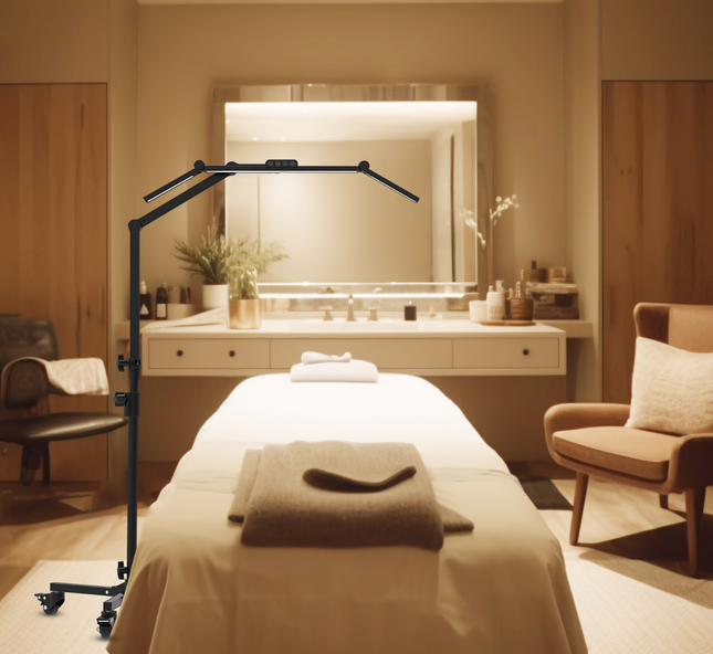 LED Gulvlampe - Transformbar med svingarm og hjul - 1380 Lumen- Perfekt over en Massagebriks