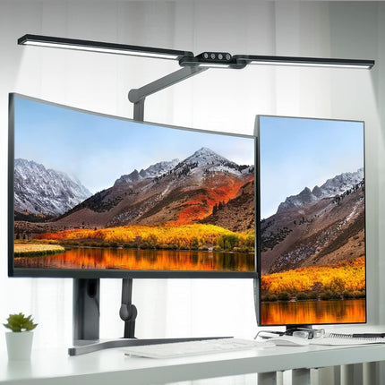 Skrivebordslampe - LED - Tranformerbar med svingarm og holder - 1600 Lumen - Sort- Moderne arbejdsbord
