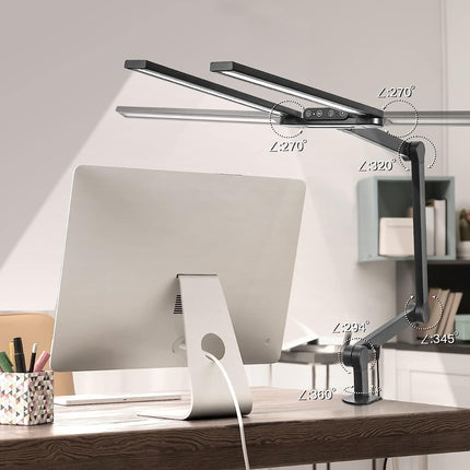 Skrivebordslampe - LED - Tranformerbar med svingarm og holder - 1600 Lumen - Sort- Juster som du vil have det