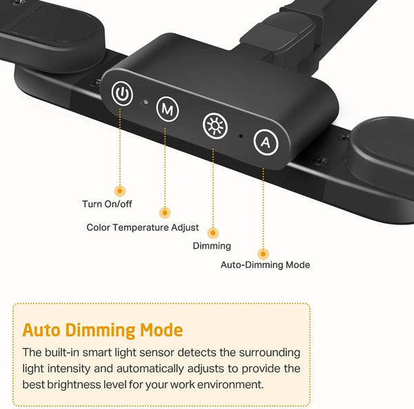 Skrivebordslampe - LED - Tranformerbar med svingarm og holder - 1600 Lumen - Sort