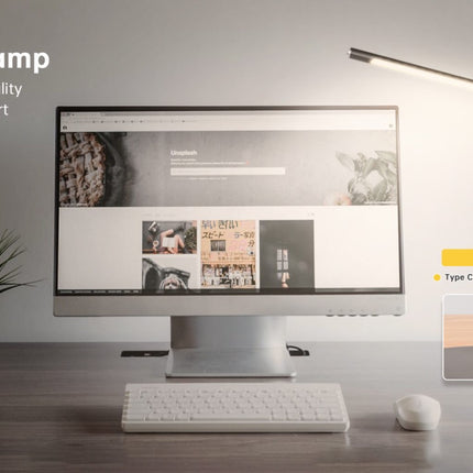 Metal Skrivebordslampe - Med Base og Transformbar arm - Sort- A+C Usb