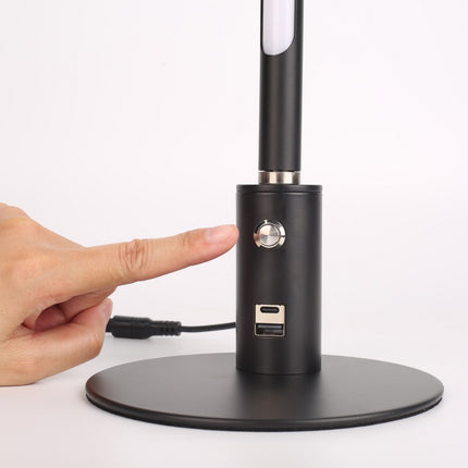 Minimalistisk Skrivebordslampe - Med Base - Sort- Tænd knap