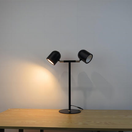 Minimalistisk Skrivebordslampe - Med Base & To lamper - Sort- Alene 